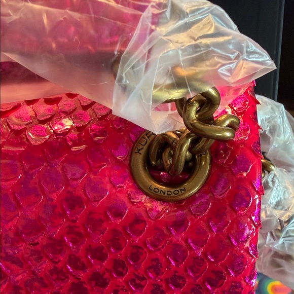 Kurt Geiger Hot Pink Snakeskin Shoulder Bag - Picture 3 of 5